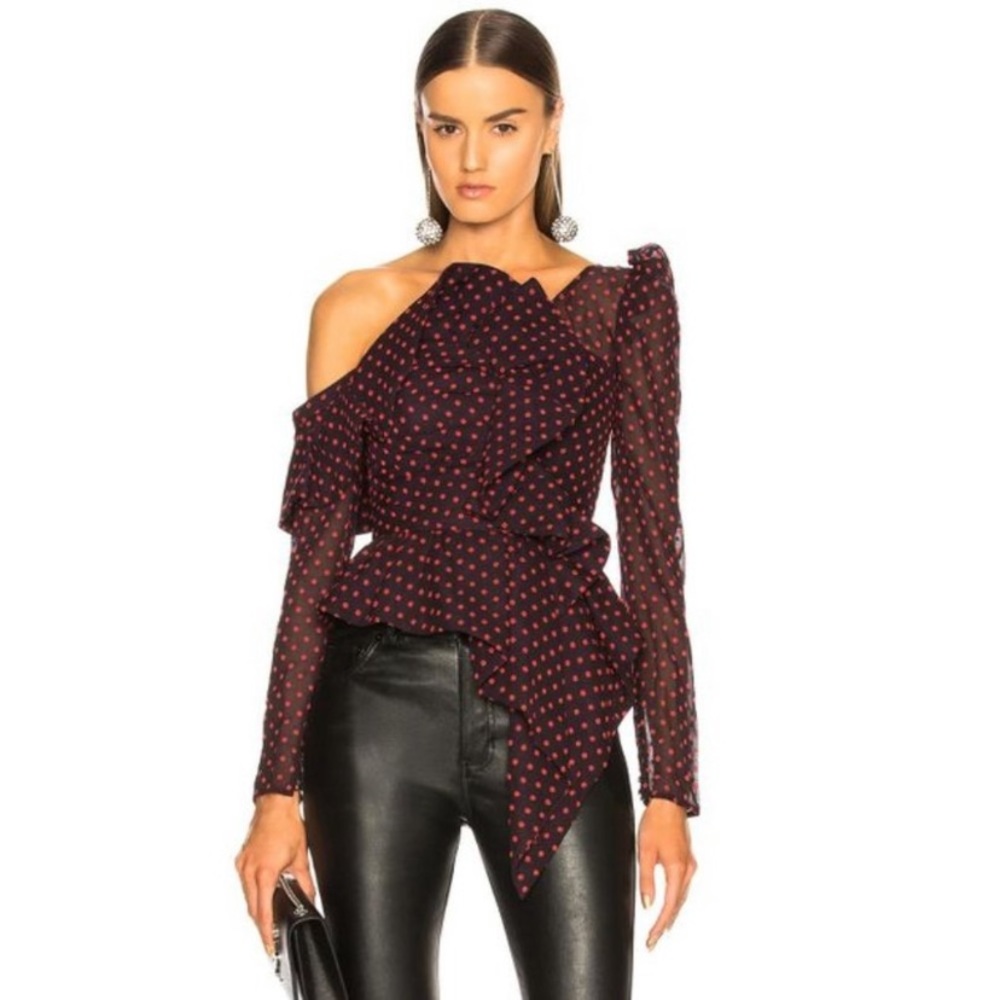 Self Portrait Asymmetrical Dot Top 6